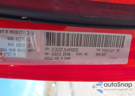 2018 Dodge Challenger 392 Hemi Scat Pack Shaker from USA, damaged, VIN 2C3CDZFJ9JH246522